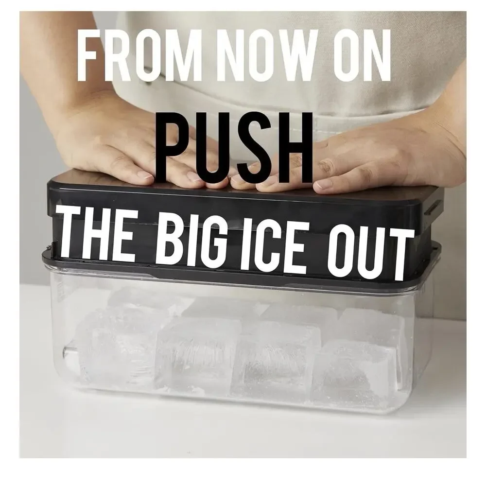 2 GiantPush Silicone‎ Large 2-Inch Ice Cube Tray with Lid, Two Tier Set BLUE